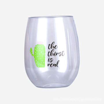 12oz. Clear Plastic Wine Tumbler Sets (4pcs sets)